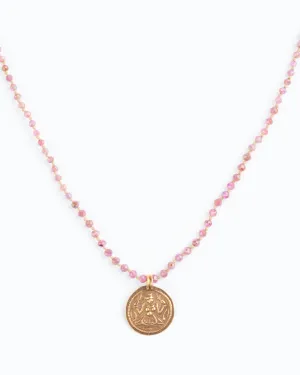pink sapphire necklace with gold pendant - pink sapphire