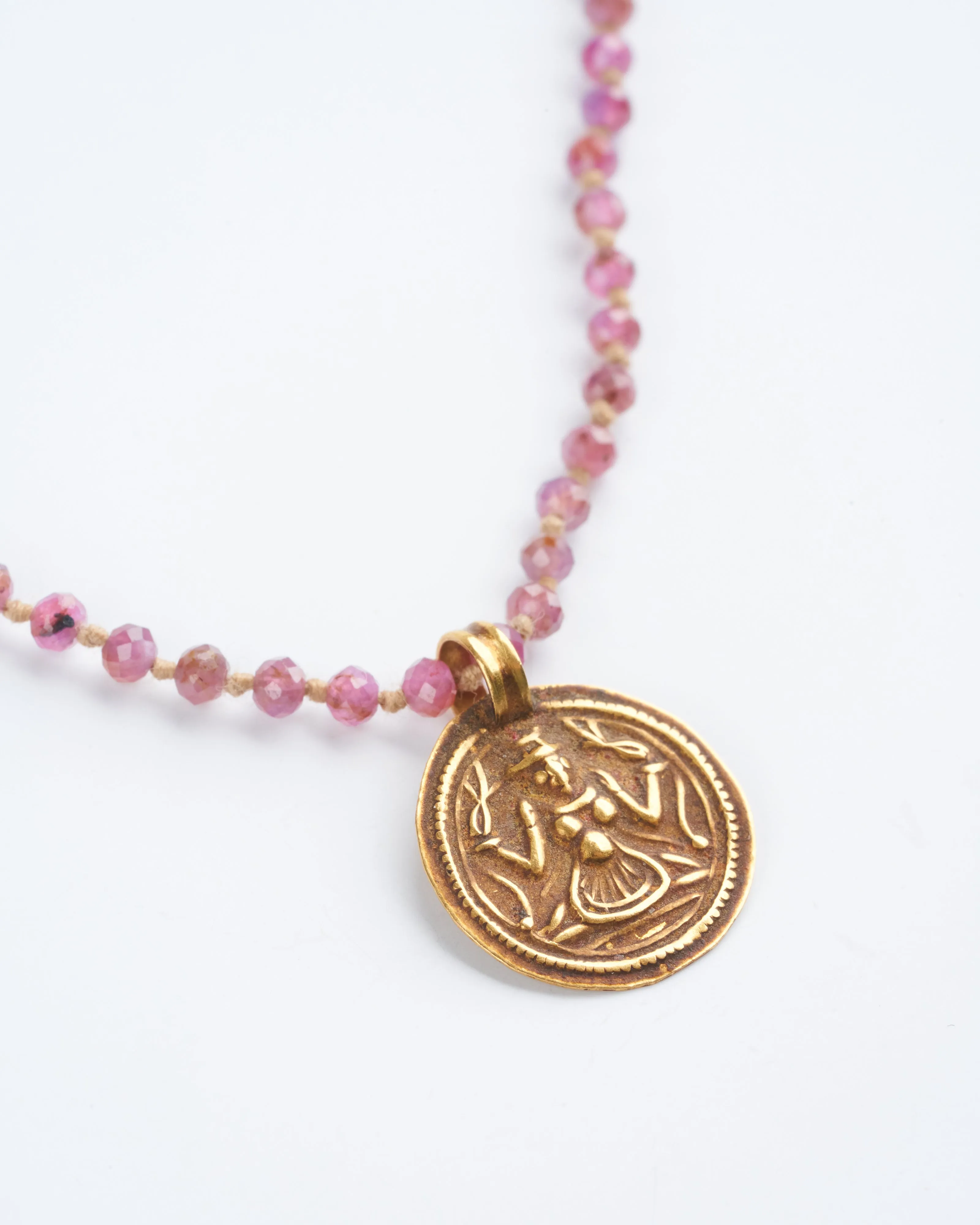 pink sapphire necklace with gold pendant - pink sapphire