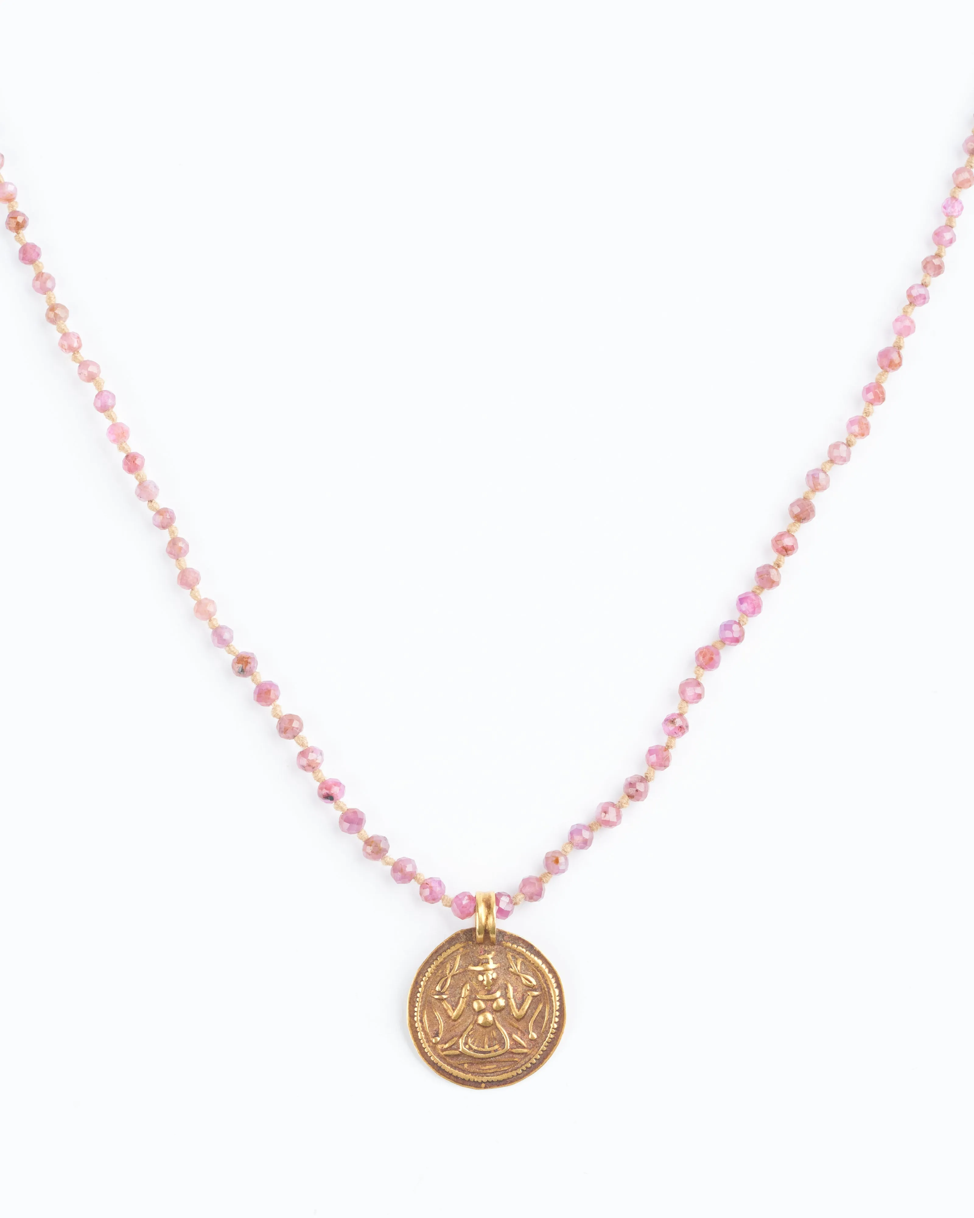 pink sapphire necklace with gold pendant - pink sapphire