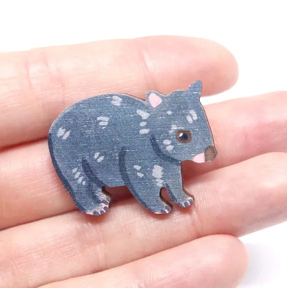 Pixie Nut Wooden Brooches