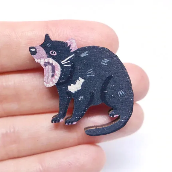 Pixie Nut Wooden Brooches