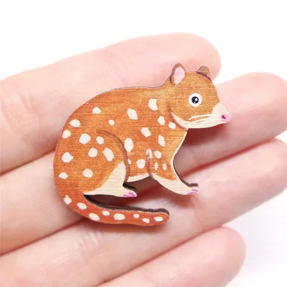 Pixie Nut Wooden Brooches