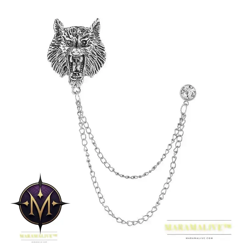 Popular Retro Punk Style Brooch Skull Claw Brooch Pins Shirt Collar Pin Collar Chain Alloy Pins And Brooches Men Jewelry