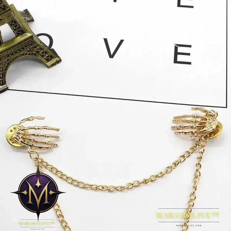 Popular Retro Punk Style Brooch Skull Claw Brooch Pins Shirt Collar Pin Collar Chain Alloy Pins And Brooches Men Jewelry