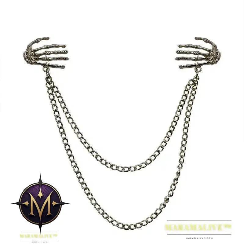 Popular Retro Punk Style Brooch Skull Claw Brooch Pins Shirt Collar Pin Collar Chain Alloy Pins And Brooches Men Jewelry