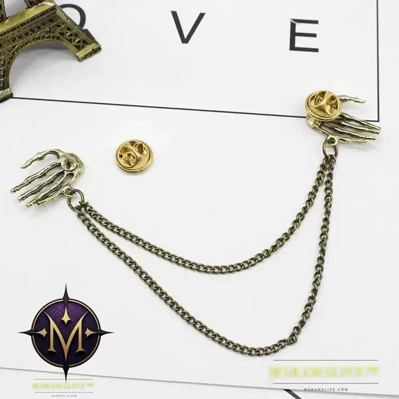 Popular Retro Punk Style Brooch Skull Claw Brooch Pins Shirt Collar Pin Collar Chain Alloy Pins And Brooches Men Jewelry
