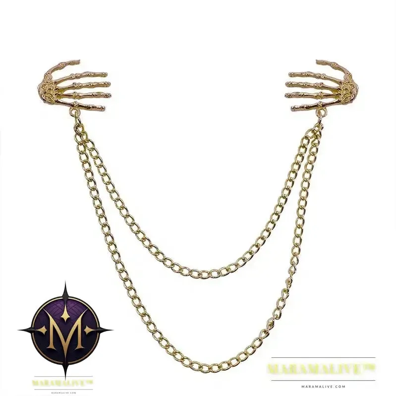 Popular Retro Punk Style Brooch Skull Claw Brooch Pins Shirt Collar Pin Collar Chain Alloy Pins And Brooches Men Jewelry