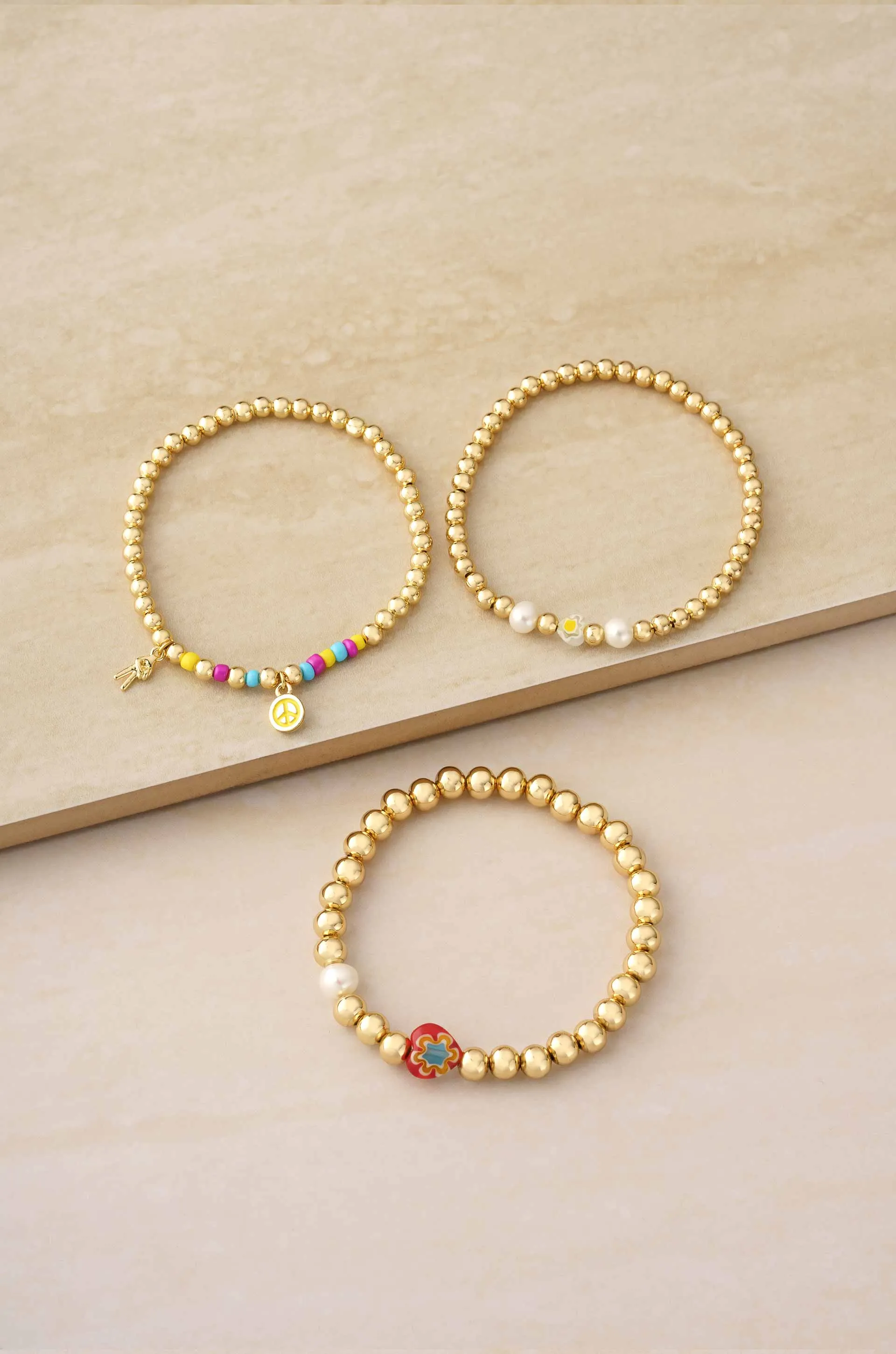 Positive Vibes Stack Elastic Bracelets Set of 3