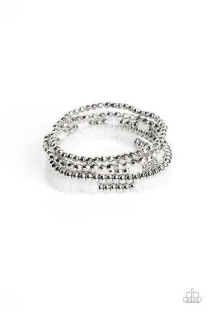 Pristine Pixie Dust - White - Beaded Paparazzi Stretchy Bracelet
