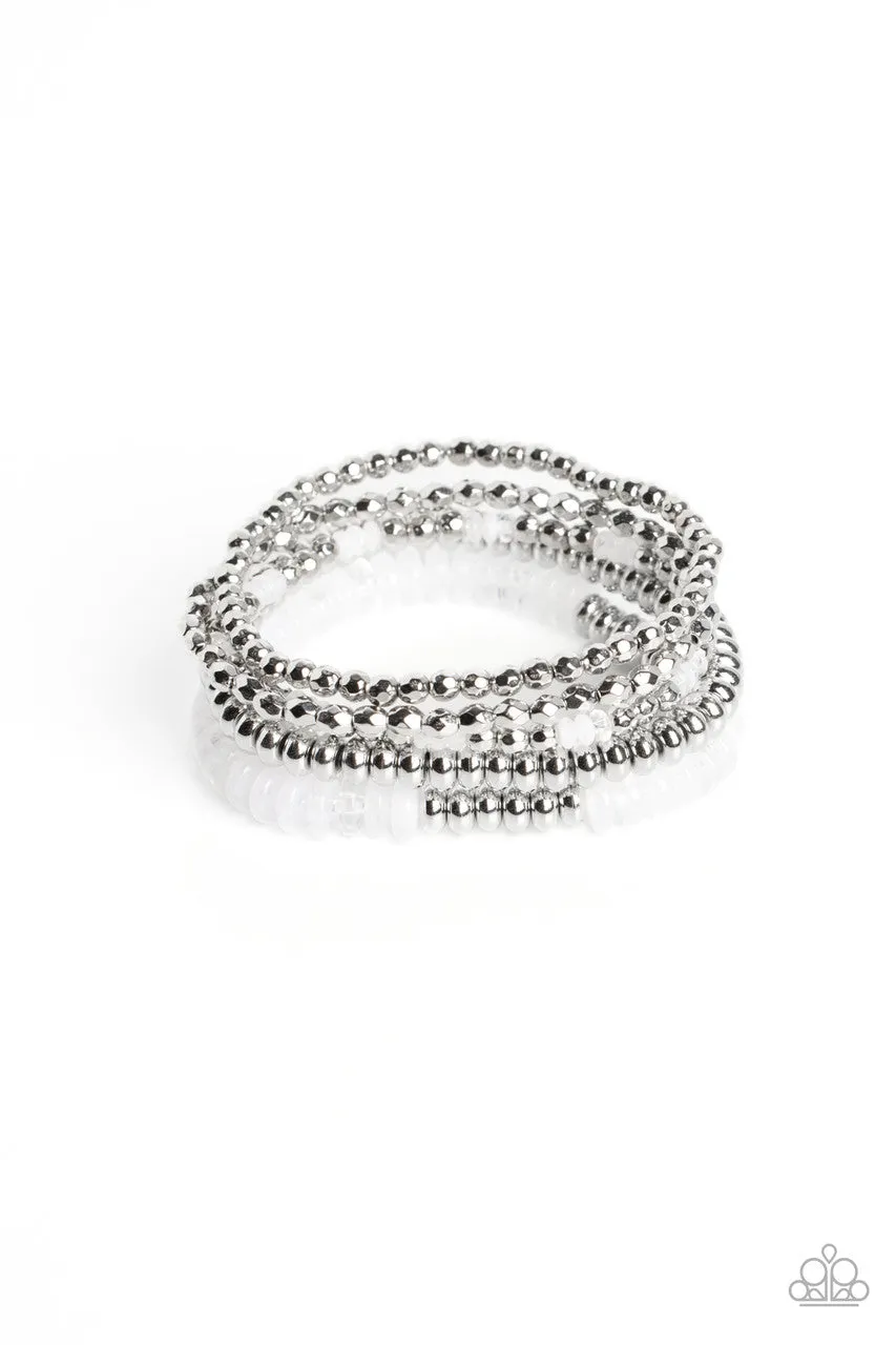 Pristine Pixie Dust - White - Beaded Paparazzi Stretchy Bracelet