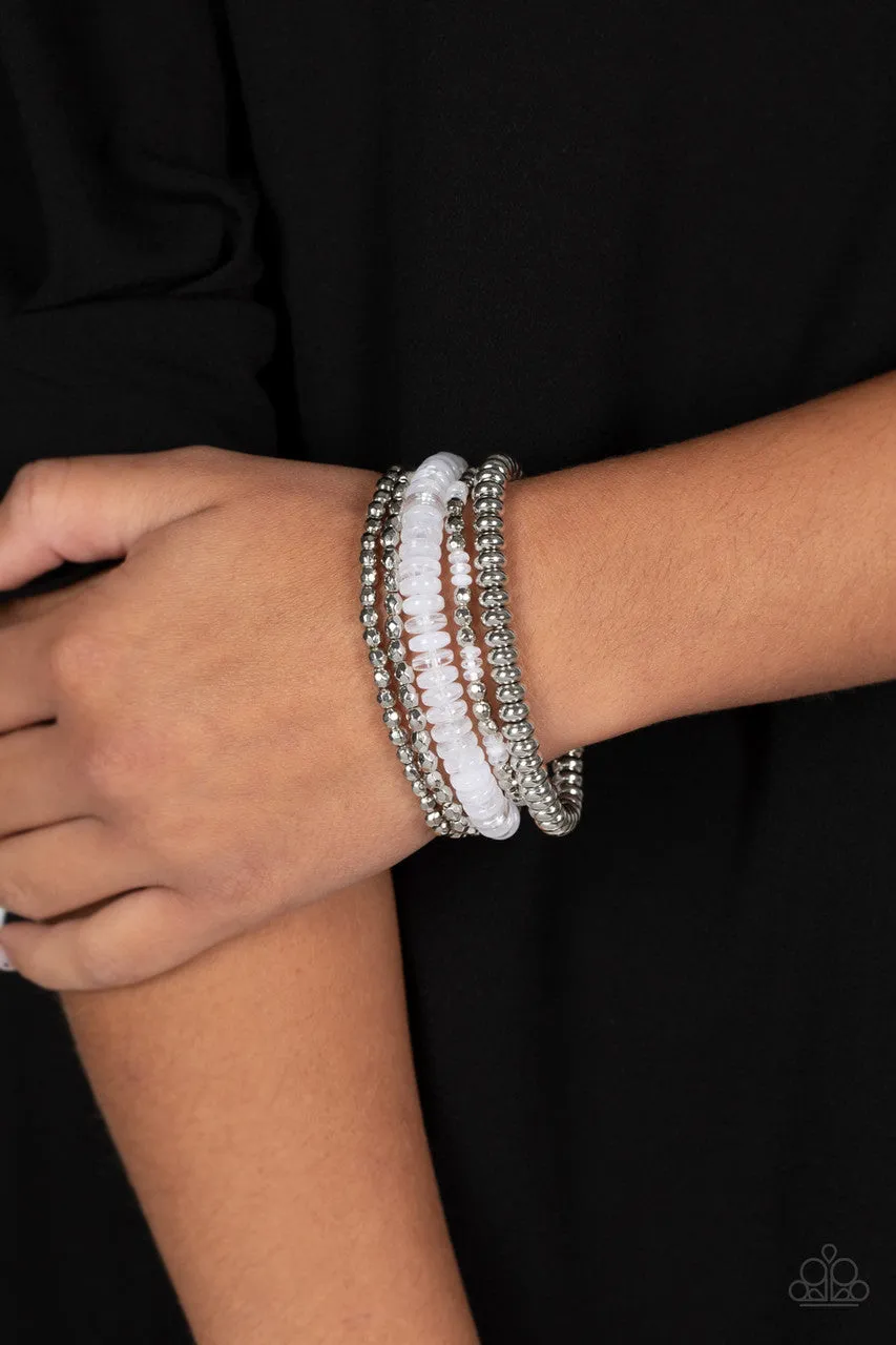 Pristine Pixie Dust - White - Beaded Paparazzi Stretchy Bracelet