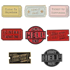 Punk Film Tickets Enamel Pin Rocky Horror Cinema / Hell Admit One Black Red Ticket Badges Metal Clothes Lapel Brooches for fans