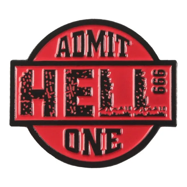 Punk Film Tickets Enamel Pin Rocky Horror Cinema / Hell Admit One Black Red Ticket Badges Metal Clothes Lapel Brooches for fans