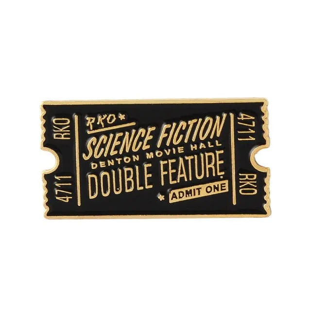 Punk Film Tickets Enamel Pin Rocky Horror Cinema / Hell Admit One Black Red Ticket Badges Metal Clothes Lapel Brooches for fans