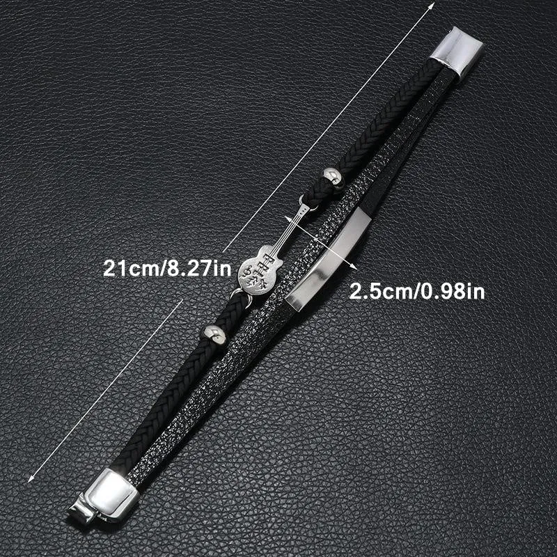 Punk Men's Leather Bracelet Guitar Braided Bracelet