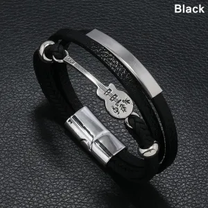 Punk Men's Leather Bracelet Guitar Braided Bracelet