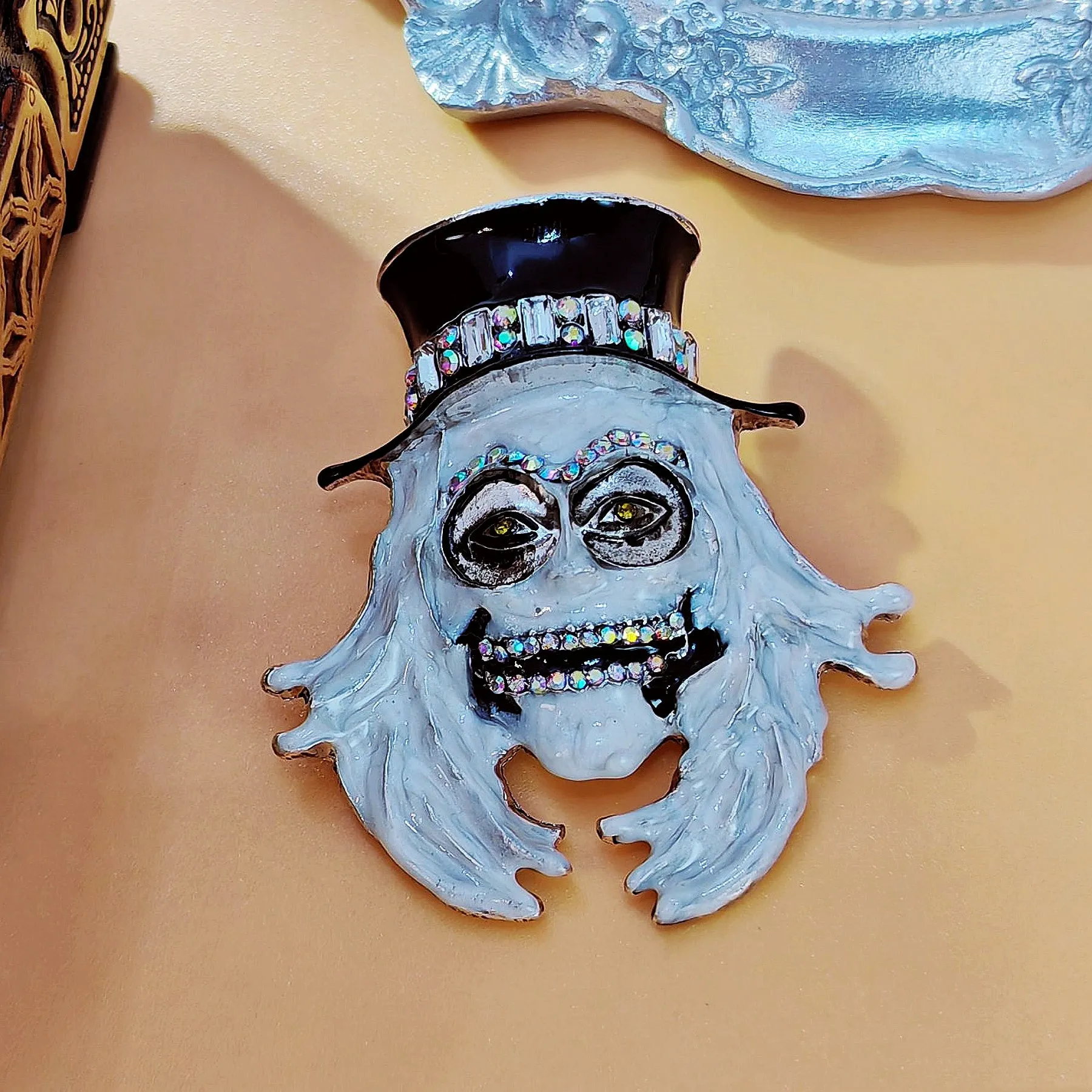 Punk Style Enamel Wear Hat Skull Skeleton Brooches Halloween Festival Jewelry