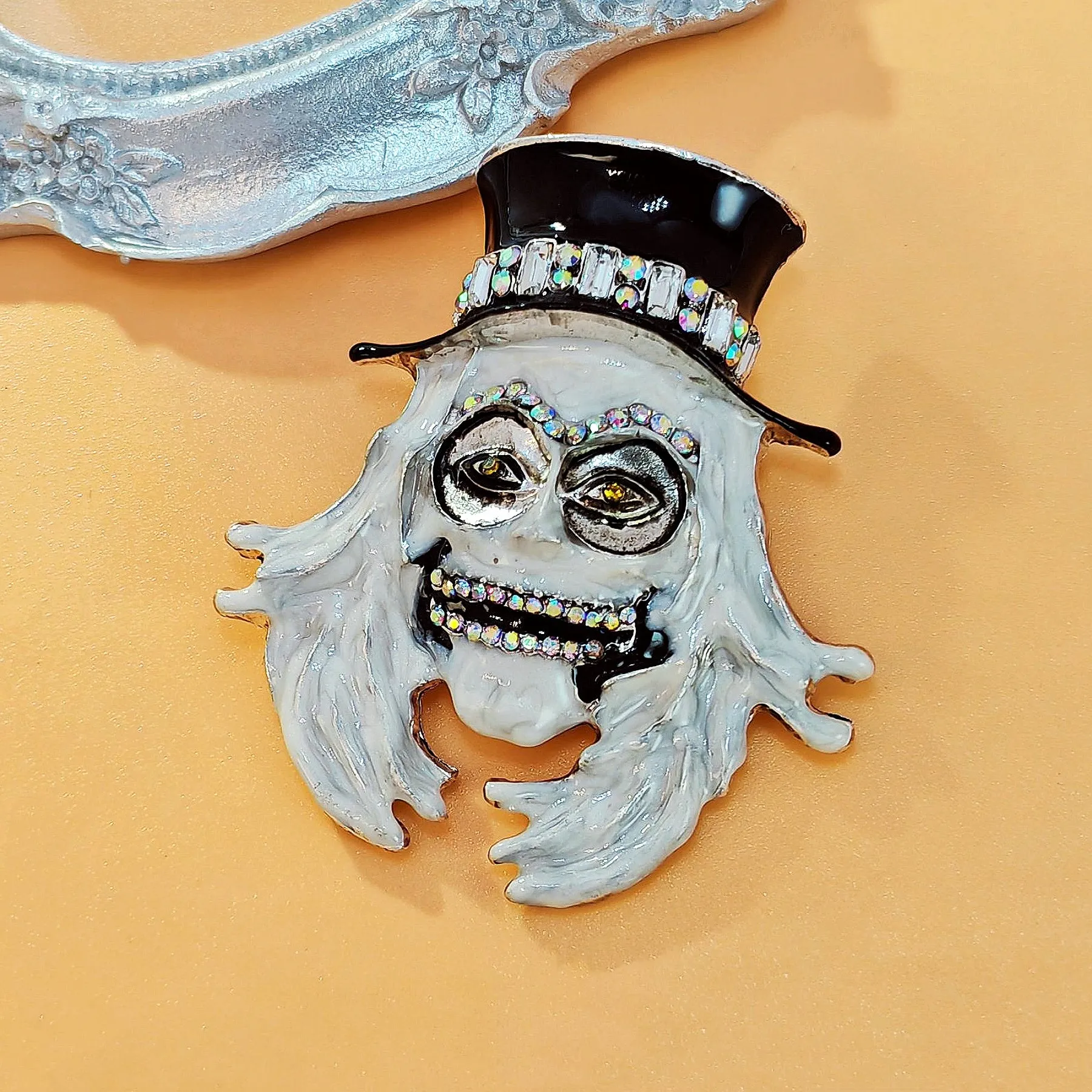 Punk Style Enamel Wear Hat Skull Skeleton Brooches Halloween Festival Jewelry
