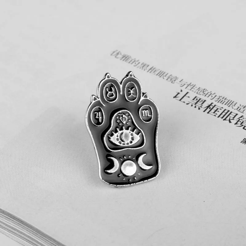 Punk Style Witch Cat Claw Alloy Brooch Pin 4 Pack