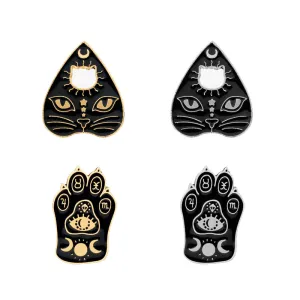 Punk Style Witch Cat Claw Alloy Brooch Pin 4 Pack