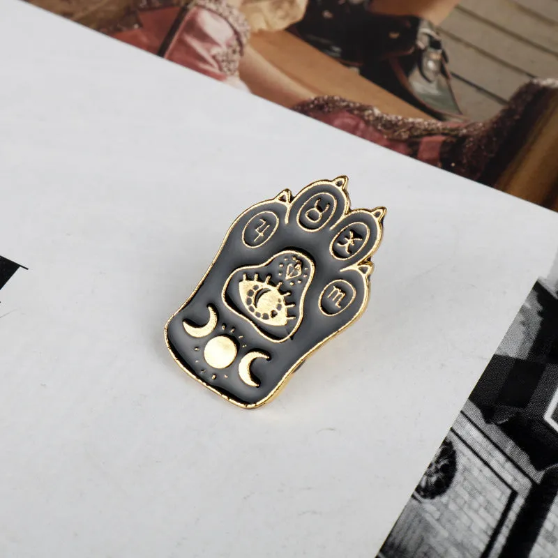 Punk Style Witch Cat Claw Alloy Brooch Pin 4 Pack