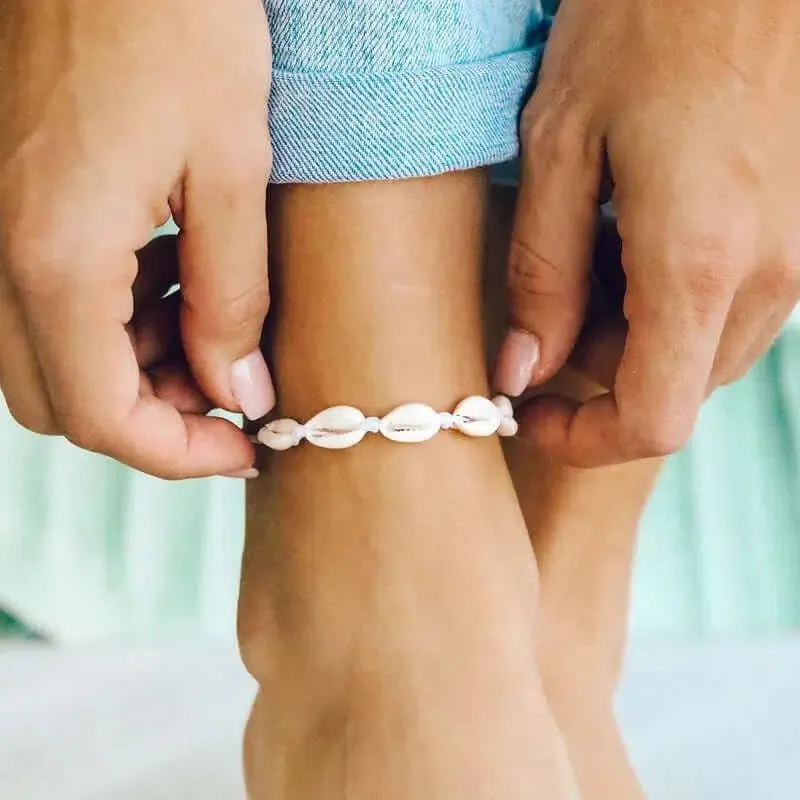 Pura Vida Cowries Knotted Anklet