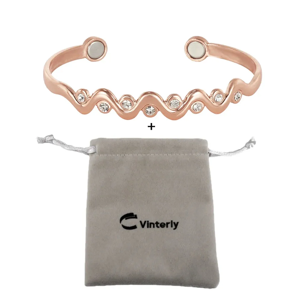 Pure Copper Magnetic Cubic Zirconia Bracelet