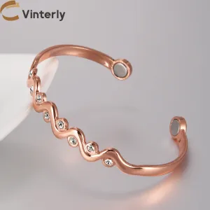 Pure Copper Magnetic Cubic Zirconia Bracelet