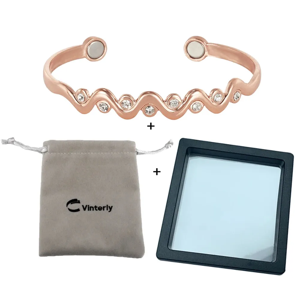 Pure Copper Magnetic Cubic Zirconia Bracelet