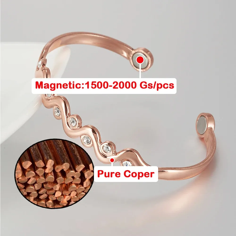 Pure Copper Magnetic Cubic Zirconia Bracelet