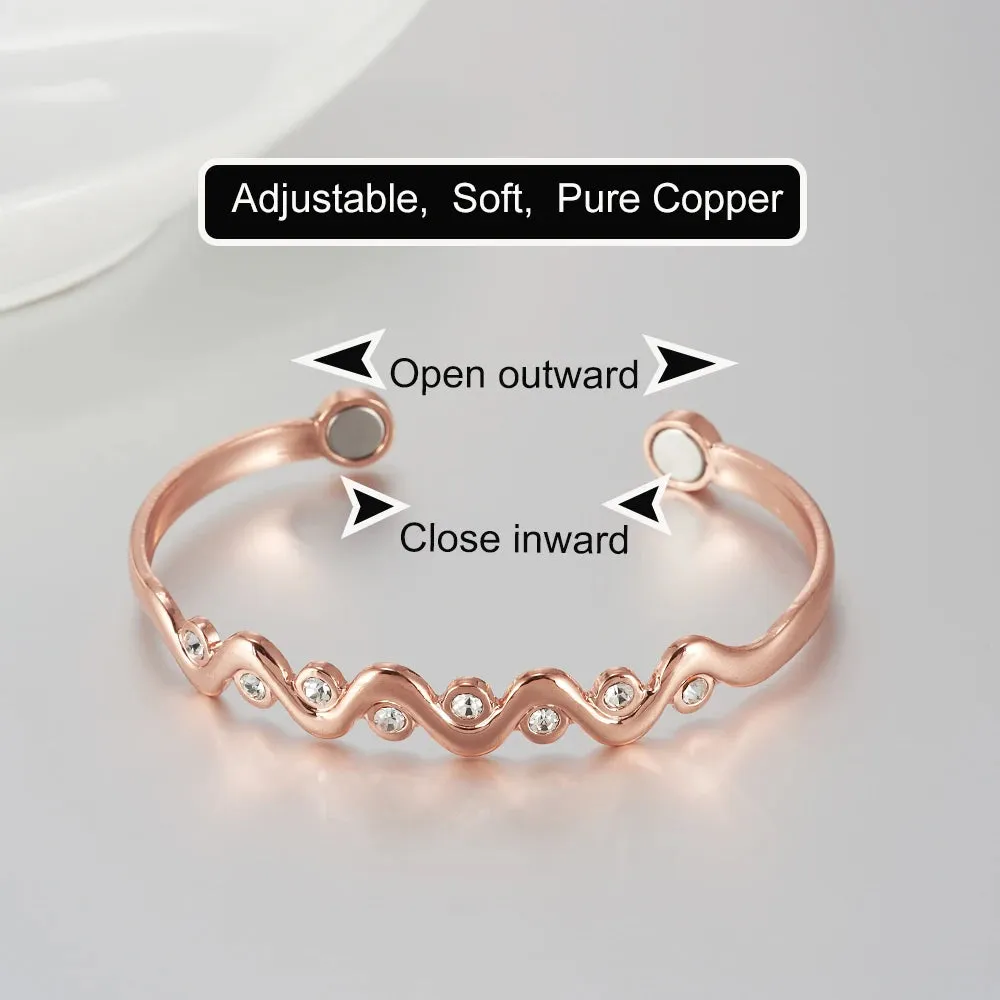 Pure Copper Magnetic Cubic Zirconia Bracelet
