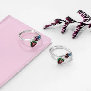 Pure Silver Toe Rings - Vibrant Multi Coloured Toe Rings