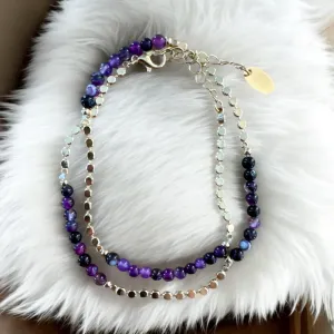 Purple Agate beaded Necklace