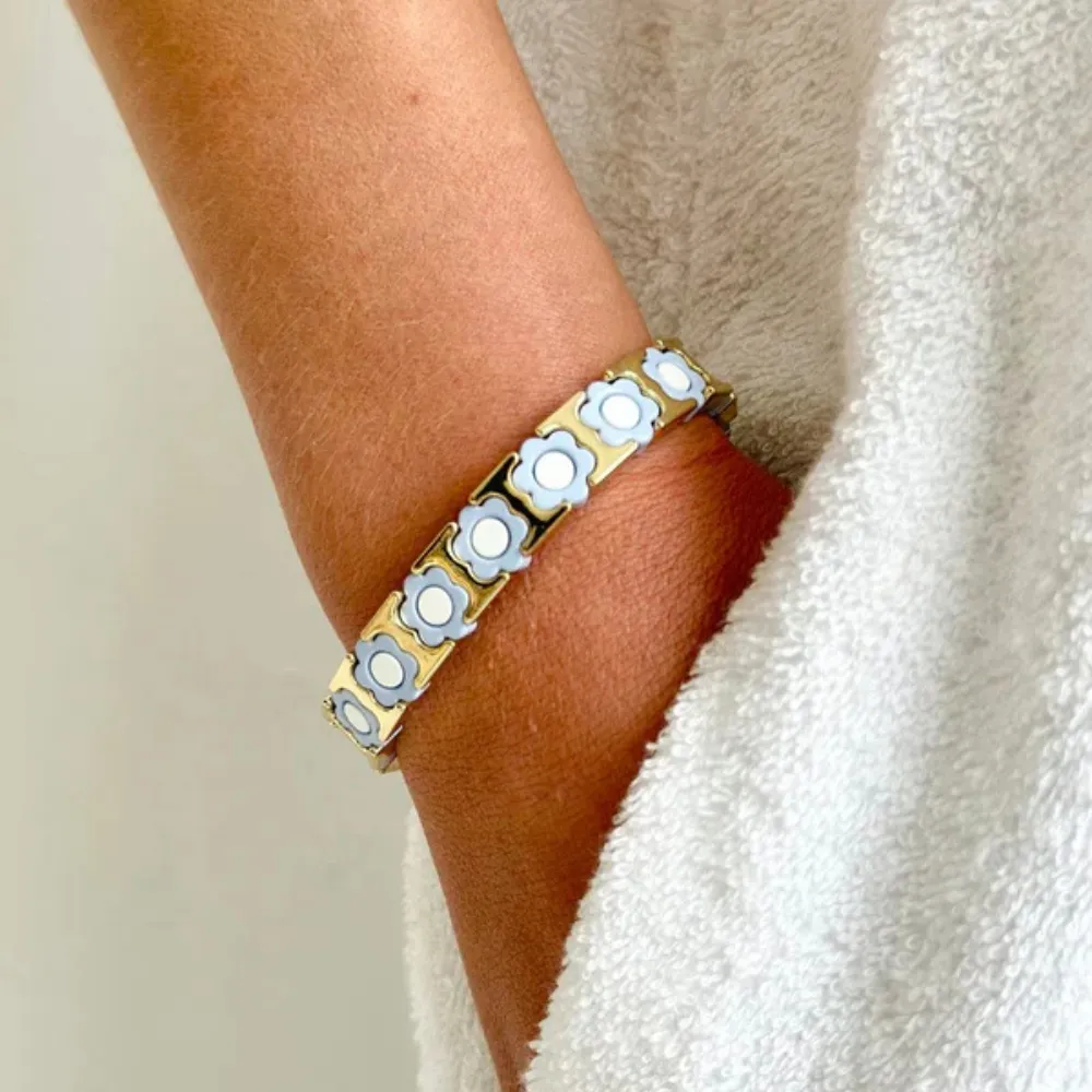 "Daisy Chain" Bracelet - Gold Lavender & White