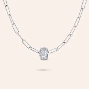 "The Rondelle" Pave Silver Charm Necklace