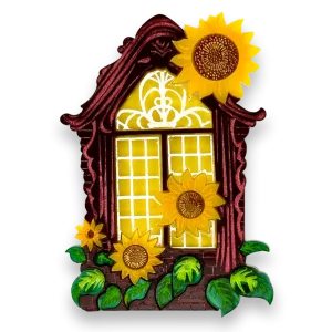 Radiant Reflection: The Sunflower Window 🌻 - brooch