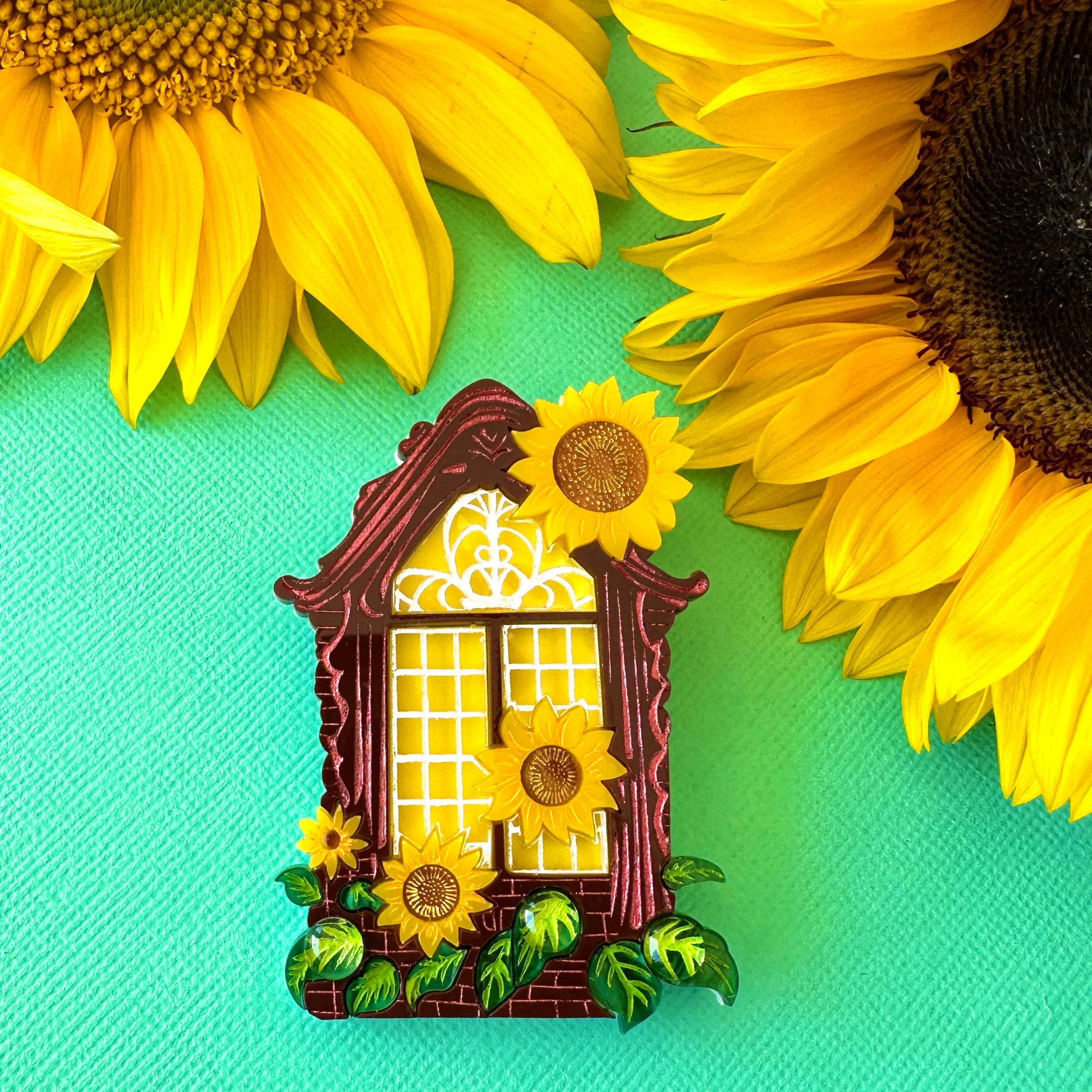 Radiant Reflection: The Sunflower Window 🌻 - brooch
