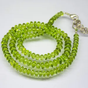 Ready to wear, 21 inch, 5mm 7mm, Natural AAA Arizona Peridot Smooth Rondelle Shape Beaded Necklace, Peridot Necklace