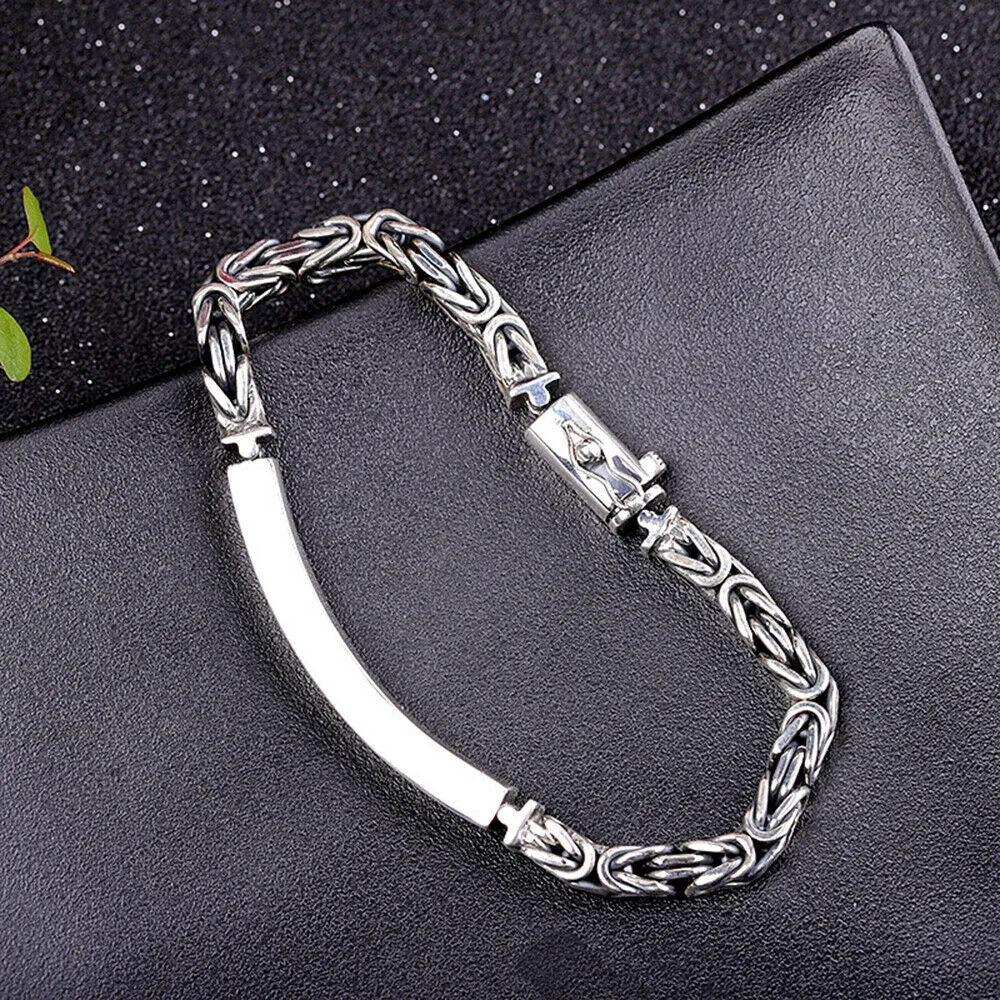 Real Solid 925 Sterling Silver Bracelets Chain Polished Braided Stripe Link 7.1" 7.5"