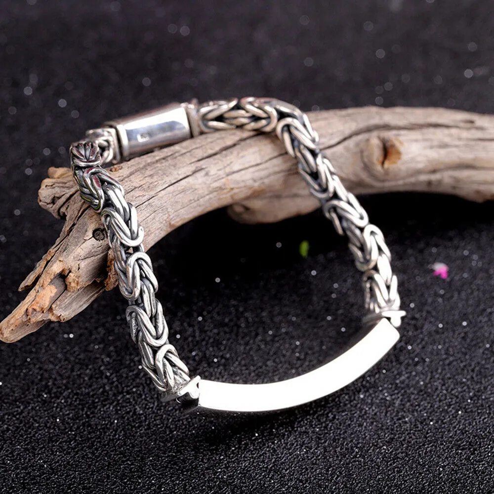 Real Solid 925 Sterling Silver Bracelets Chain Polished Braided Stripe Link 7.1" 7.5"