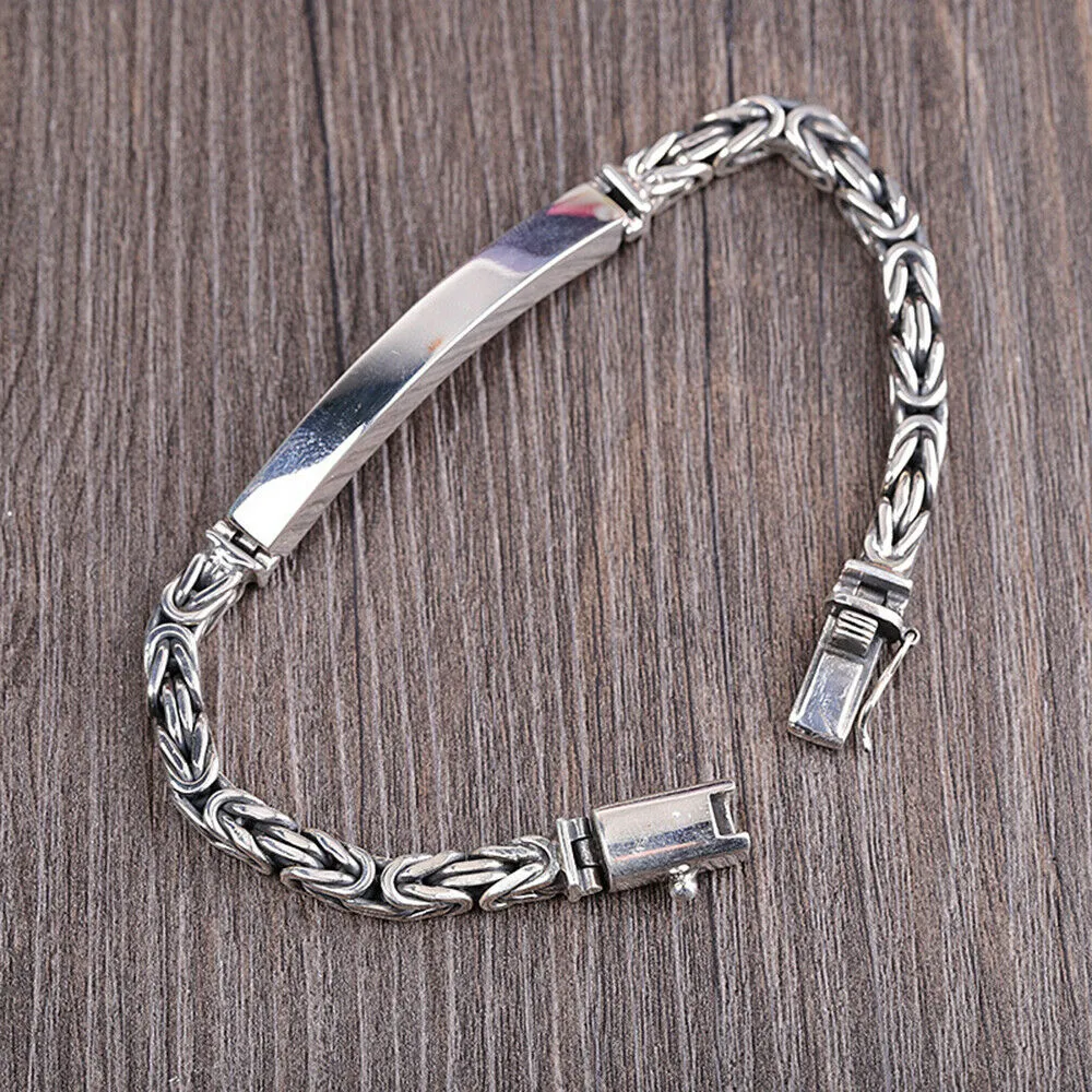 Real Solid 925 Sterling Silver Bracelets Chain Polished Braided Stripe Link 7.1" 7.5"