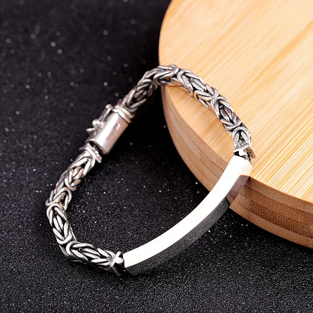Real Solid 925 Sterling Silver Bracelets Chain Polished Braided Stripe Link 7.1" 7.5"