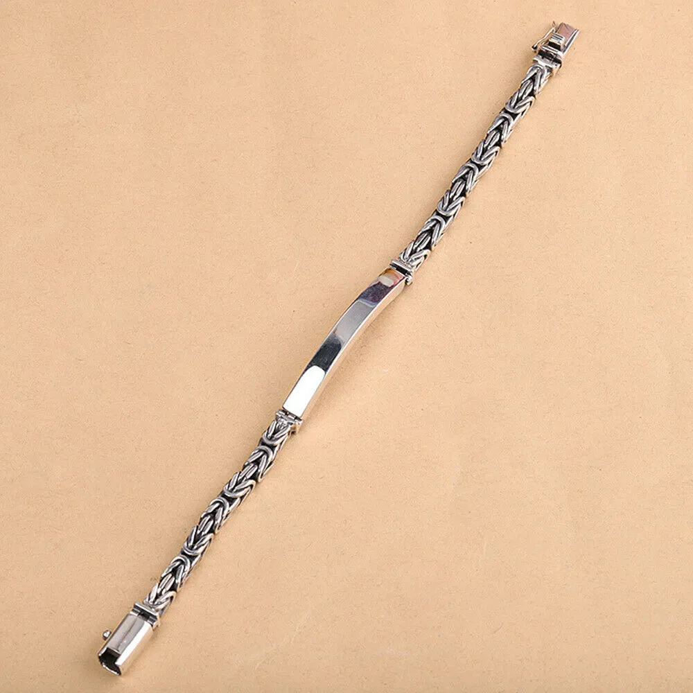 Real Solid 925 Sterling Silver Bracelets Chain Polished Braided Stripe Link 7.1" 7.5"