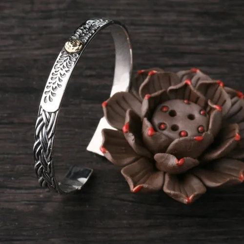 Real Solid 925 Sterling Silver Cuff Bracelet Bangle Skeletons Skulls Rose Braided Punk Jewelry