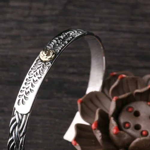 Real Solid 925 Sterling Silver Cuff Bracelet Bangle Skeletons Skulls Rose Braided Punk Jewelry
