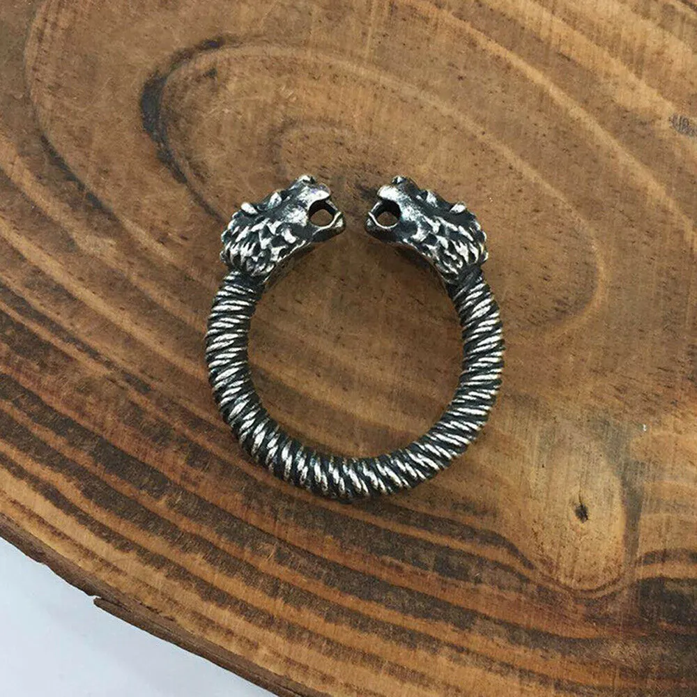 Real Solid 925 Sterling Silver Rings Animals Lion Twisted Fashion Punk Jewelry Adjustable