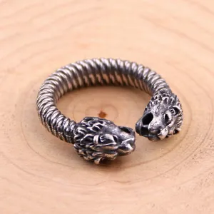 Real Solid 925 Sterling Silver Rings Animals Lion Twisted Fashion Punk Jewelry Adjustable