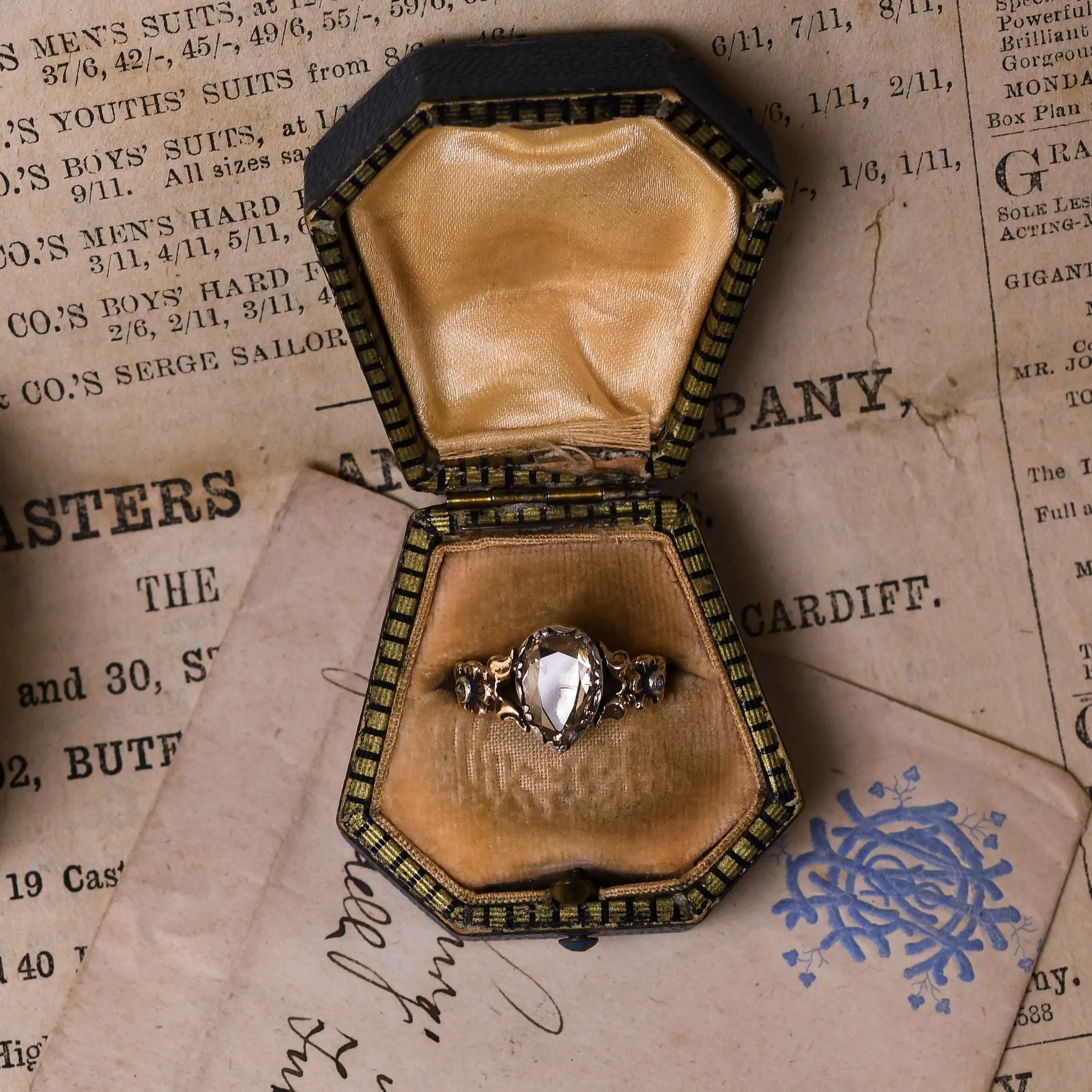 Reserved Georgian 2.30ct Pear Diamond Solitaire Ring