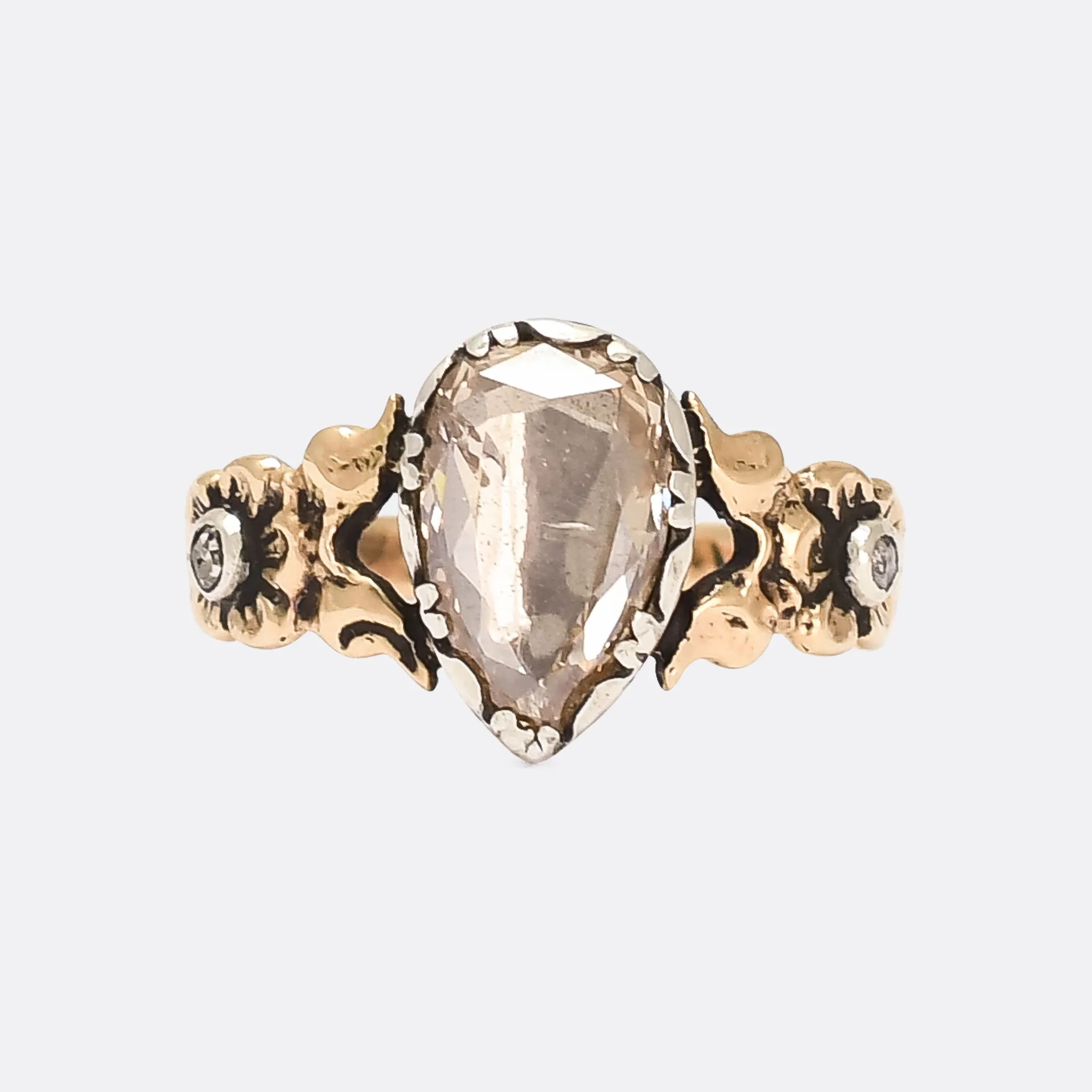 Reserved Georgian 2.30ct Pear Diamond Solitaire Ring