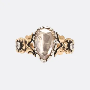 Reserved Georgian 2.30ct Pear Diamond Solitaire Ring